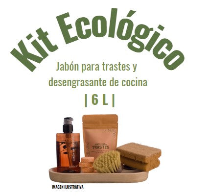 Kit ecológico. Jabón para trastes y desengrasante de cocina | 6 L | 🍽️🌿1 Botella de regalo